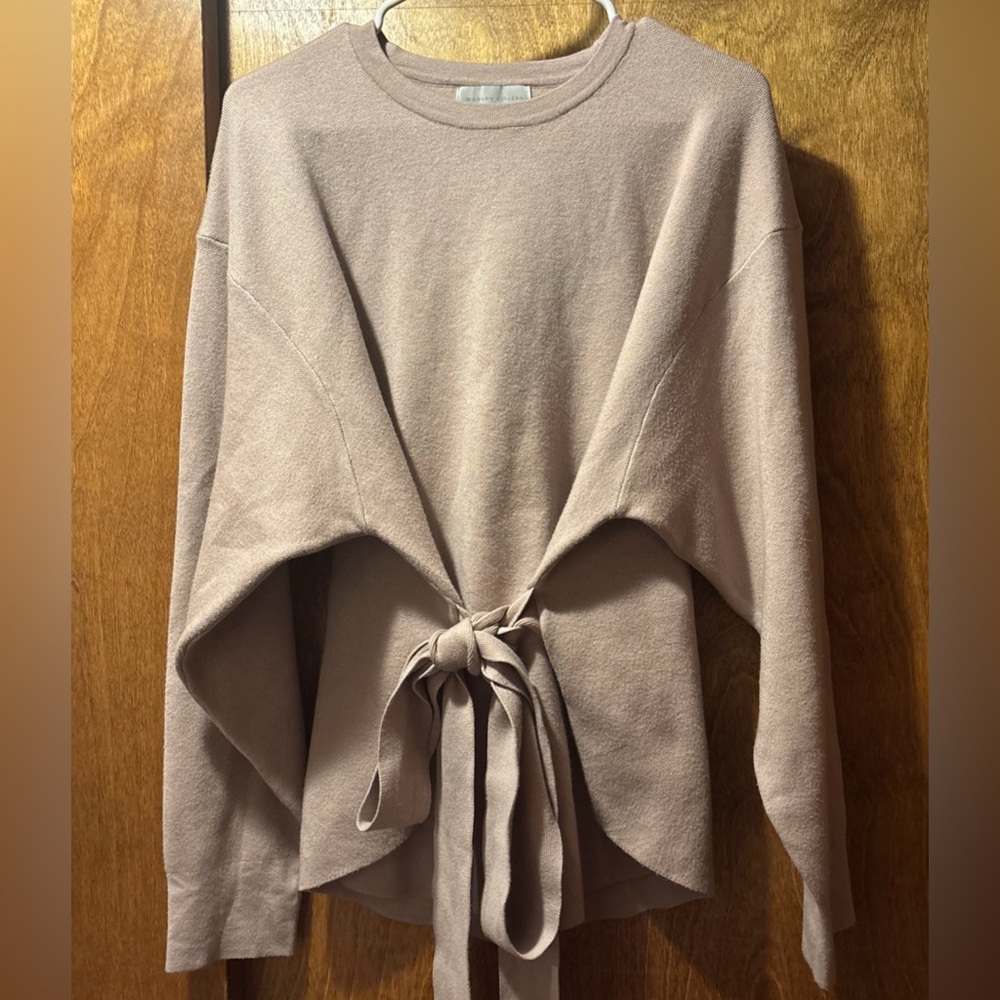 Modern Citizen Dusty Blush Tie-Front Crew Sweater